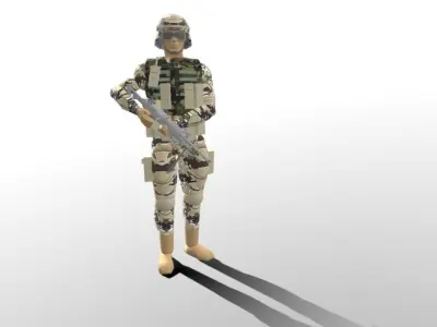 Soldier low poly 3D model Low-poly 3D model