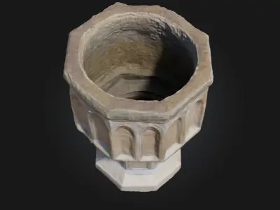 Historic Baptismal Font  Sacred Craftsmanship Preserved in Stone 3D model