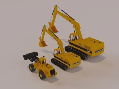 CAT 225  Loading  Machine Low-poly 3D model