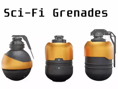 Sci-fi-Grenades Low-poly 3D model