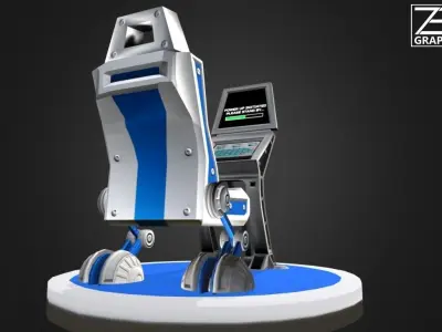 Game Ready Scifi Steampunk Pilots Seat and Terminal Control Low-poly 3D model