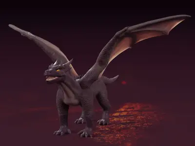 High Quality Textured Dragon Model Low-poly 3D model