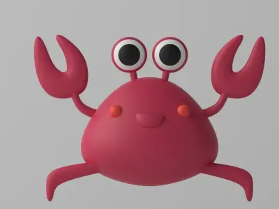 Cartoon Cute Little Crab Low-poly 3D model