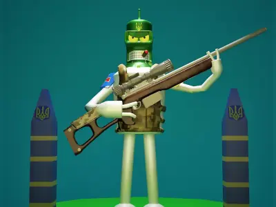 Bender Help for Ukraine low poly character model Futurama Low-poly 3D model