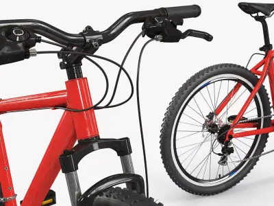 Sport Hardtail Mountain Bicycle Red Black 3D model