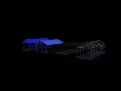  Industrial Metal Hangar set  3D model