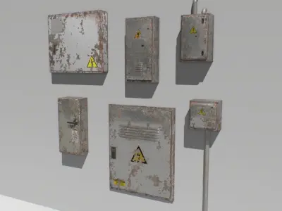 Old and Rusty Electrical Box Pack 2 Low-poly 3D model
