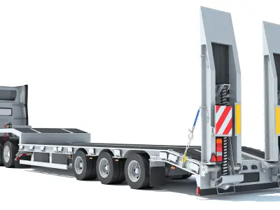 Semi-Truck with Platform Trailer 3D model purchase