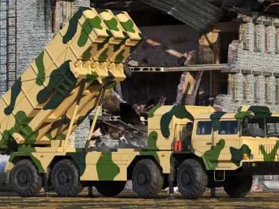 Chinese MLRS WS-2D Sand Camouflage Rigged for Maya 3D model