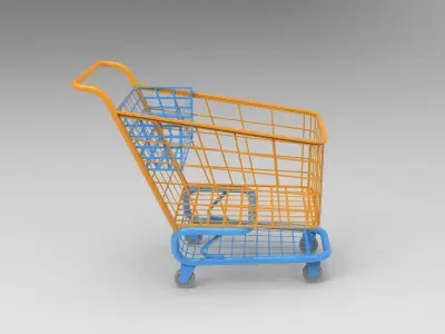 Supermarket Trolley Low-poly 3D model purchase