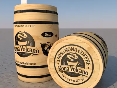 Barrel wooden on table 3D model