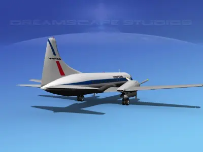 Convair CV-340 United Airlines 3D model