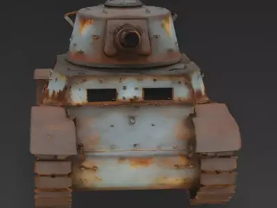 WWI French Light Tank Wreckage 3D Model Low-poly 3D model