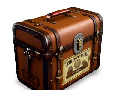Vintage Leather Travel Trunk Low-poly 3D model