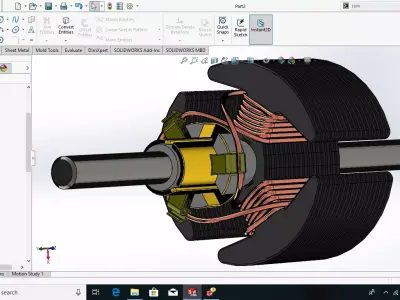 Simple DC motor rotor part 3D model
