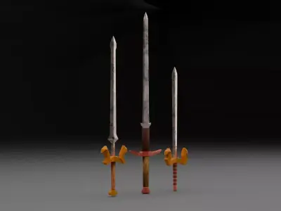 Stylized Low Poly Sword Set Low-poly 3D model