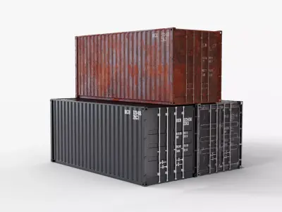 20Ft Cargo Containers - Black 3D Model Pack purchase