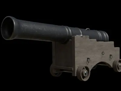 Medieval Cannon with 2K Textures Low-poly 3D model