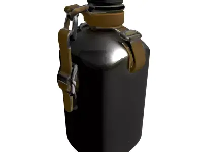 Military Canteen Water Bottle 3D Model Low-poly 3D model