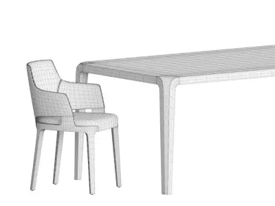 Dining Set table with eight chairs 3D model