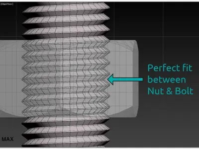Screw Bolt and Nut Rigged 3D model