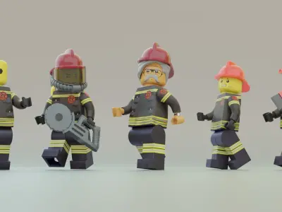 Lego Firefighters squad 3D model