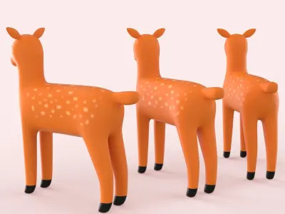 Cartoon Deer Animal Style Cute  Low-poly 3D model