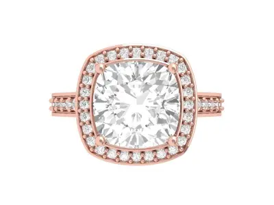 Cushion Solitaire Engagement Ring 3D print model get