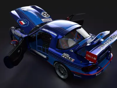 Sport Convertible in 2002 Race Livery with Spoof Logos Low-poly 3D model