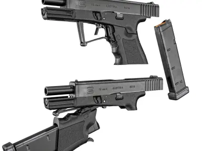  Full Conceal Folding GLOCK 19 Low-poly 3D model