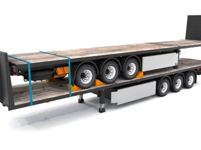 Flatbed Trailer with Trailer 3D model