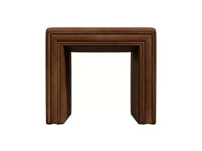 Brown Faux Leather Ottoman 3D model