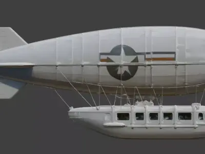 WWII Military Dirigible 3D Model Low-poly 3D model