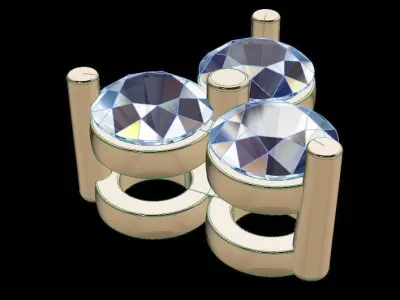 Dainty 3 Stone Pendant 3MM 3D print model