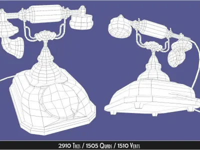 Antique Vintage Retro Phone Low-poly 3D model