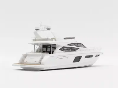 Modern Luxury Flybridge Motor Yacht Low-poly 3D model
