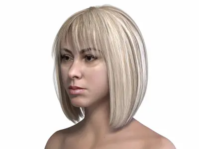 Realistic Medium Straight Blonde Hair 3D model
