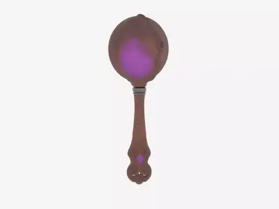 3D Witch Antique Potion Stir Spoon with Intricate Carved Wooden 3D model