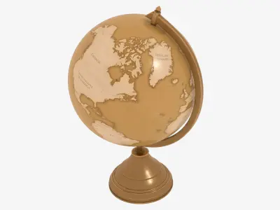 Globe gold Low-poly 3D model