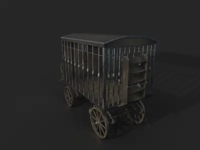 Realistic Medieval Prisoner Carriage Low-poly 3D model