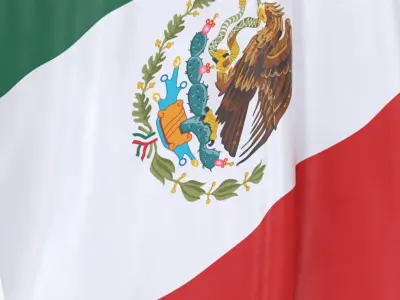 Mexico Cloth Flag Wall Mount Animated 3D model
