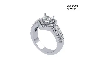 Heart Art Deco Ring 3D print model shop