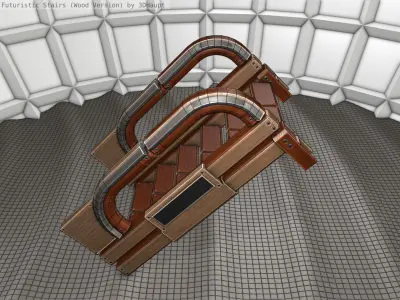 Wood Stairs Construction Element 2  Low-poly 3D model