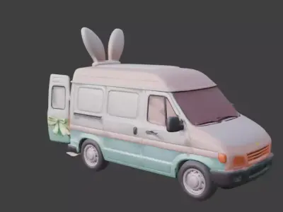 3D EASTER THEMED CARGO WITH BUNNY EARS AND DECORATIVE EGGS V01 Low-poly 3D model