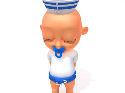 Sailor man baby Cartoon Rigged  3D model