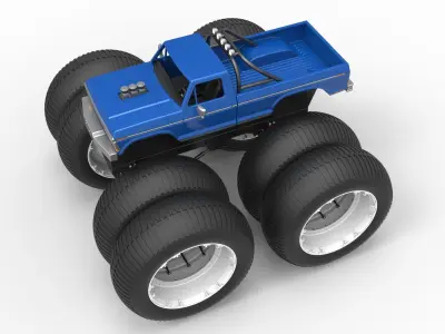 Vintage Monster Truck with double wheels Scale 1 to 25 3D print model purchase