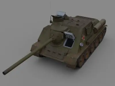 Su 100  tank destroyer  Soviet Summer camo Free 3D model