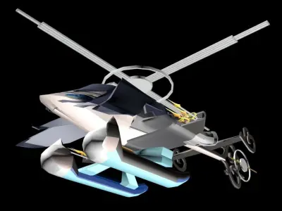 KroniiCopter futuristic helicopter Free low-poly 3D model