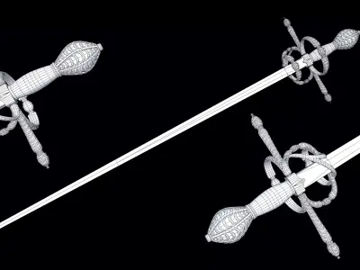 Swept hilt rapier Low-poly 3D model