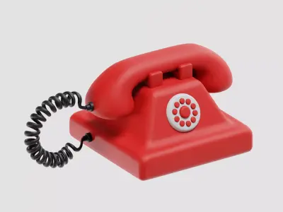 Cartoon Telephone Low-poly 3D model